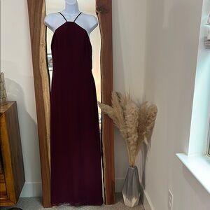 Bill Levkoff Burgundy Bridesmaid/Cocktail Halter Gown